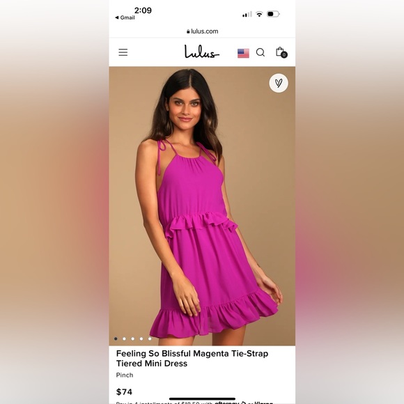 Lulu’s Tie-Strap Tiered Dress in Magenta, Size Small - like new! - Picture 7 of 7